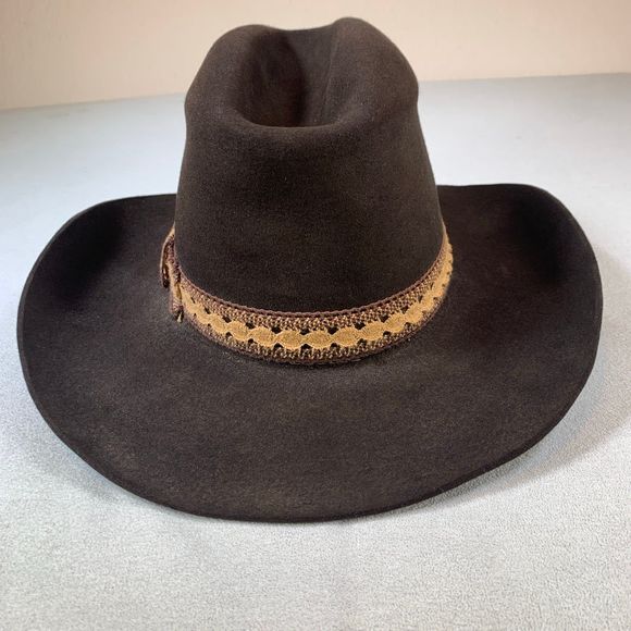 Vintage Stetson Mallory Western Cowboy Hat Dark Brown Pure Wool Men's Unisex M - Picture 3 of 11